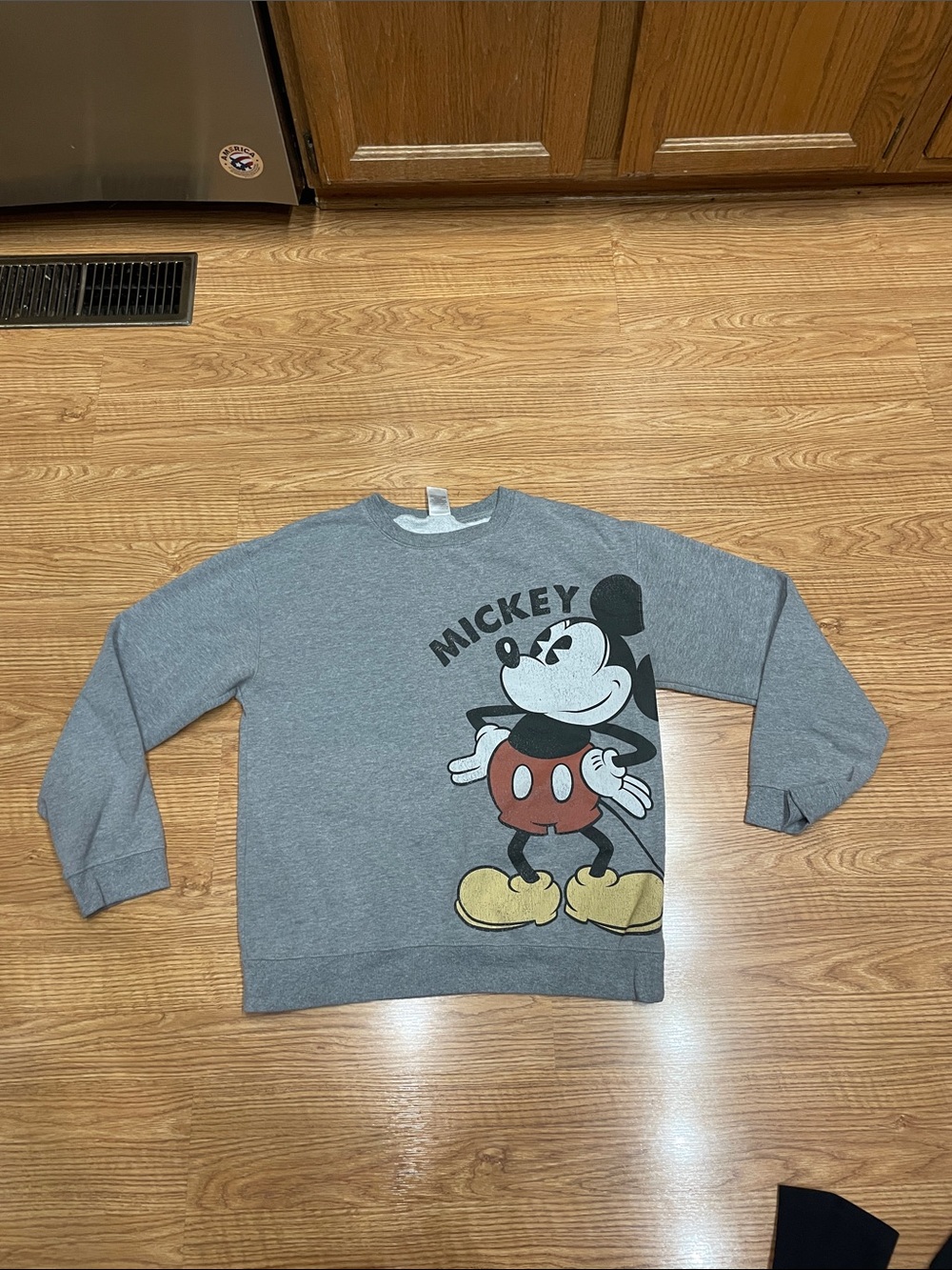 Disney Gray Crewneck Sweatshirt with Classic Mickey Graphic